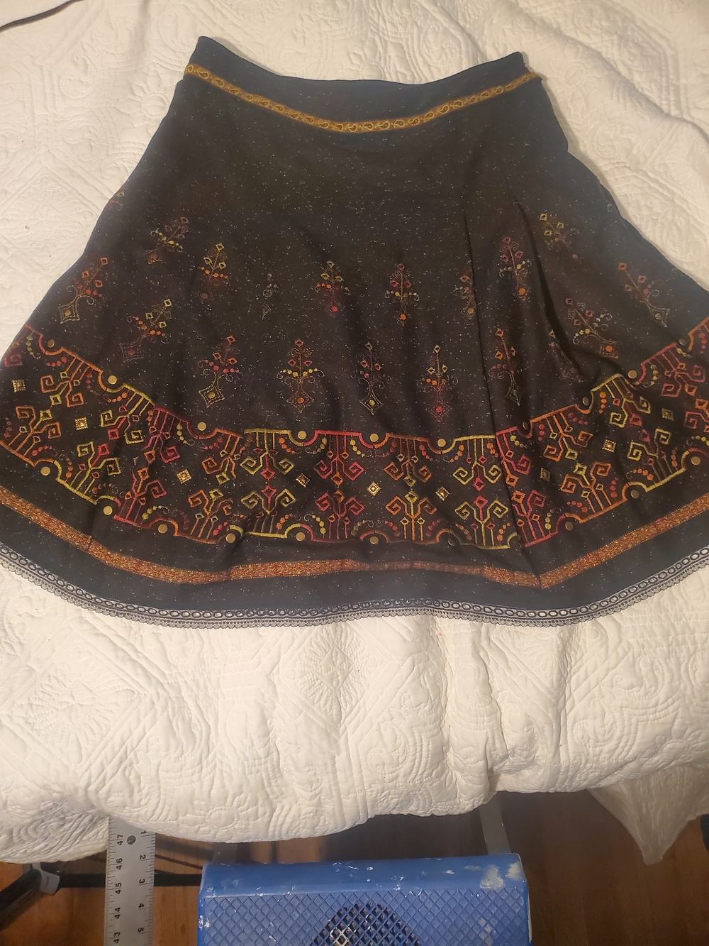 Cynthia Cynthia Steffe Vintage Black A-Line Embroidered Y2K Skirt